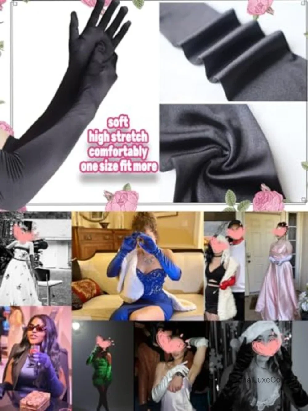 Satin Elbow-Length Opera Gloves for Women Evening Party Wedding Accessory